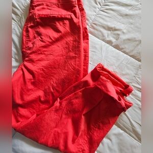 Chico's Coral Cargo Crop Pants Size 2 12-14 EUC